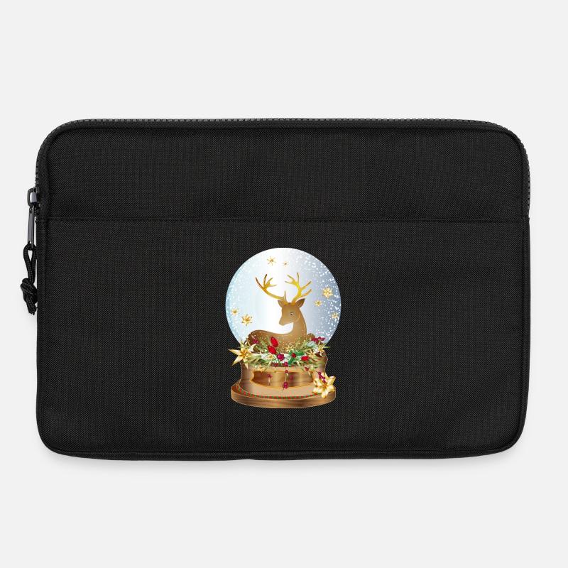 nostalgische Schneekugel mit Hirsch zu Weihnachten - Laptoptasche 13" - Schwarz