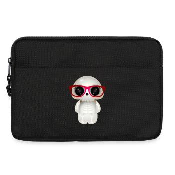 Crâne mignon avec des lunettes de nerd rouges - Sacoche pour ordinateur portable 13 pouces - noir - Devant