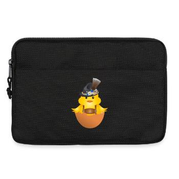 Chick with traditional hat and lederhosen in eggshell - Laptop bag 13" - black - Front