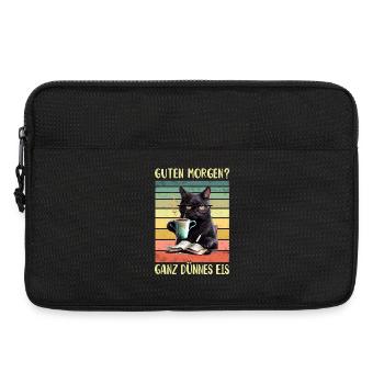 Schwarze Katze Morgenmuffel - Laptoptasche 13" - Schwarz - Vorne