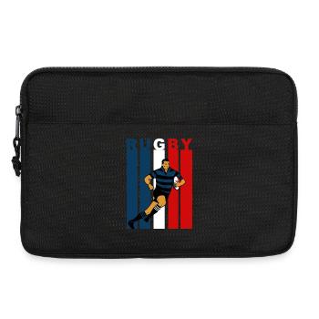 Rugbyspieler auf dreifarbigem Hintergrund - Laptoptasche 13" - Schwarz - Vorne