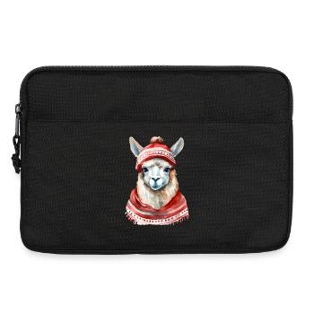 Lama avec chapeau d’hiver rouge et écharpe - Sacoche pour ordinateur portable 13 pouces - noir - Devant