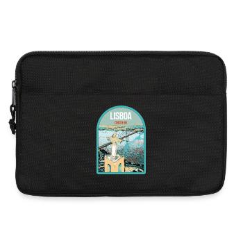Christ the King Lisbon: View of the 25th of April Bridge over the Tagus River - Laptop bag 13" - black - Front