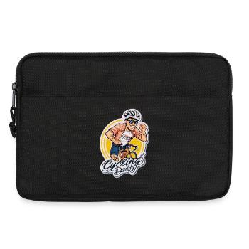 Cycling Daddy Cartoon Sticker - Laptop bag 13" - black - Front