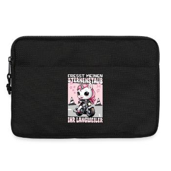 Unicorn on motorcycle - Laptop bag 13" - black - Front
