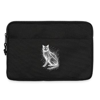Portrait de chat abstrait avec des lignes sauvages - Sacoche pour ordinateur portable 13 pouces - noir - Devant