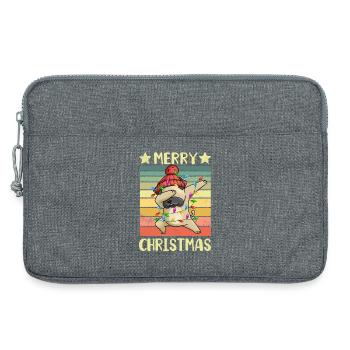 Frohe Weihnachten Hund Mops - Laptoptasche 13" - Grau meliert - Vorne