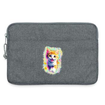 Happy Kitten 🌼🌸 - Laptop bag 13" - heather grey - Front