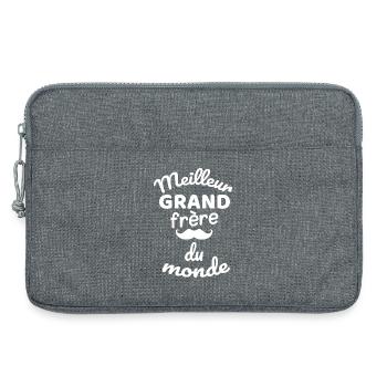 Humour et Fraternité Grand Frère T-Shirt - Sacoche pour ordinateur portable 13 pouces - gris chiné - Devant