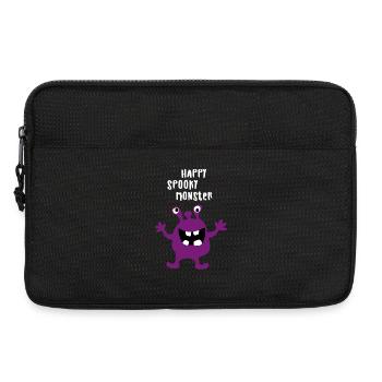monstre heureux Halloween effrayant bande dessinée - Sacoche pour ordinateur portable 13 pouces - noir - Devant