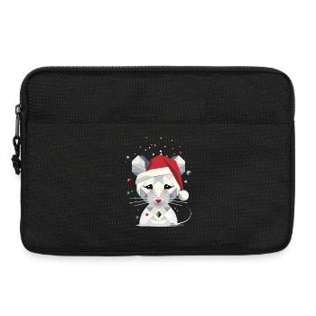 Snow Mouse in Geometric Christmas Design - Laptop bag 13" - black - Front