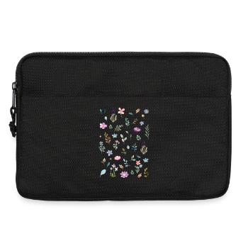 Watercolor Florals on Black - Laptop bag 13" - black - Front