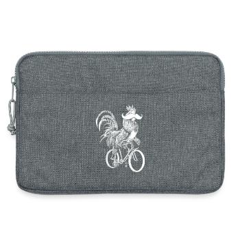 Rooster & Bicycles - weiße Version - Laptoptasche 13" - Grau meliert - Vorne