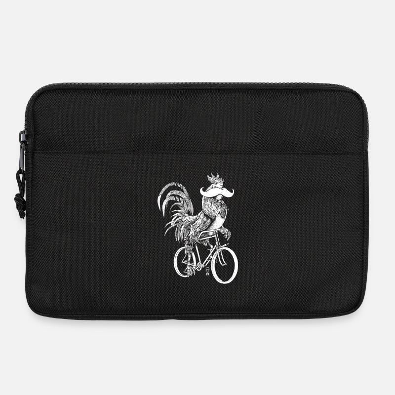 Rooster & Bicycles - weiße Version - Laptoptasche 13" - Schwarz