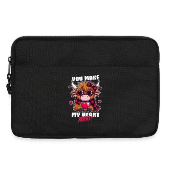 Highland Cow Valentinstags-Design - My Heart Moo - Laptoptasche 13" - Schwarz - Vorne