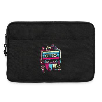 Retro Kassetten-Design – Bunte 80s & 90s Vintage - Laptoptasche 13" - Schwarz - Vorne