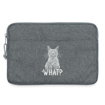 Cat What Funny White Cat with Intense Horror Stare - Laptop bag 13" - heather grey - Front