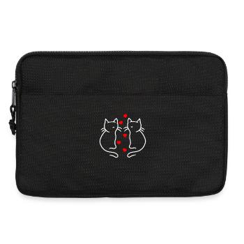 Coeur de la Saint-Valentin Chats Amour Coeurs d’amitié - Sacoche pour ordinateur portable 13 pouces - noir - Devant