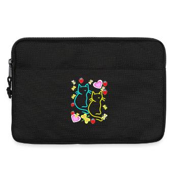 Retro Katzen Katze Herzen Erdbeeren Sommer Kinder - Laptoptasche 13" - Schwarz - Vorne