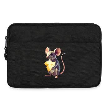 Polygon Mouse with Cheese – Cute Animal Motif - Laptop bag 13" - black - Front