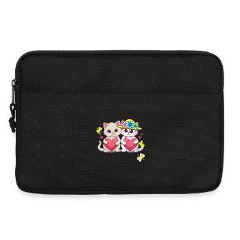 Chat Chaton Coeurs de la Saint-Valentin - Sacoche pour ordinateur portable 13 pouces - noir - Devant