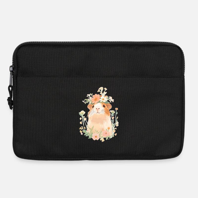 Meerschweinchen mit Blumen - Laptoptasche 13" - Schwarz