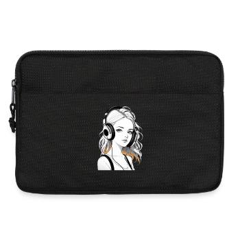 Musique Femme Fille Écouteurs Rave Idée Cadeau - Sacoche pour ordinateur portable 13 pouces - noir - Devant