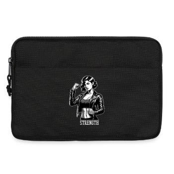 Starke Frau Stärke Rockabilly Lederjacke Geschenk - Laptoptasche 13" - Schwarz - Vorne