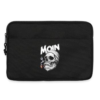 Moin Skull Totenkopf Pfeife Hamburg Plattdeutsch - Laptoptasche 13" - Schwarz - Vorne