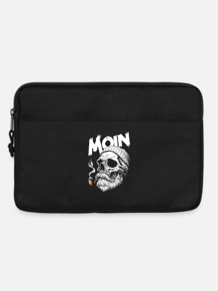 Moin Skull Totenkopf Pfeife Hamburg Plattdeutsch - Laptoptasche 13" - Schwarz