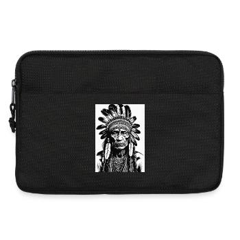Indigener Häuptlingskopf mit Federschmuck - Laptoptasche 13" - Schwarz - Vorne
