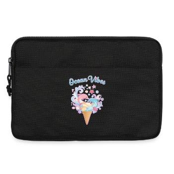 Motif Glace et Dauphins 🍦🐬🐬 - Sacoche pour ordinateur portable 13 pouces - noir - Devant
