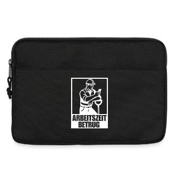 Arbeitszeitbetrug Shirt – Bauarbeiter am Handy - Laptoptasche 13" - Schwarz - Vorne