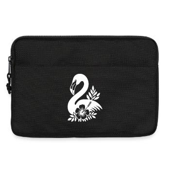 Eleganter Flamingo-Vogel mit tropischem Hibiskus - Laptoptasche 13" - Schwarz - Vorne