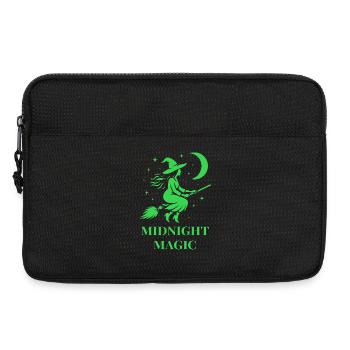 Sorcière volante la nuit avec la lune en vert - Sacoche pour ordinateur portable 13 pouces - noir - Devant