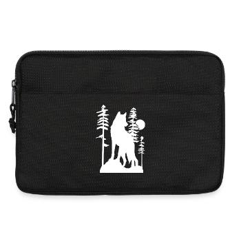 Mystical Wolf Howling at Full Moon - Laptop bag 13" - black - Front