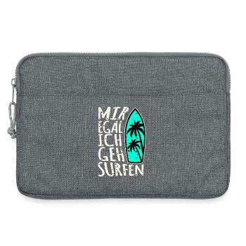Je m’en fiche, je vais surfer - Sacoche pour ordinateur portable 13 pouces - gris chiné - Devant
