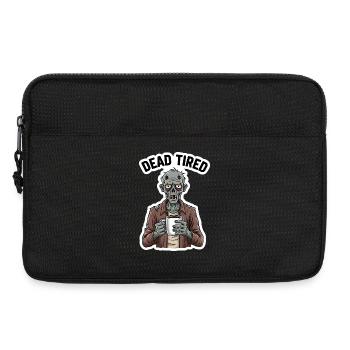 Dead Tired Funny Zombie with Coffee Mug - Laptop bag 13" - black - Front