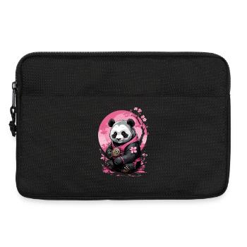 Pink panda in floral kimono - Laptop bag 13" - black - Front