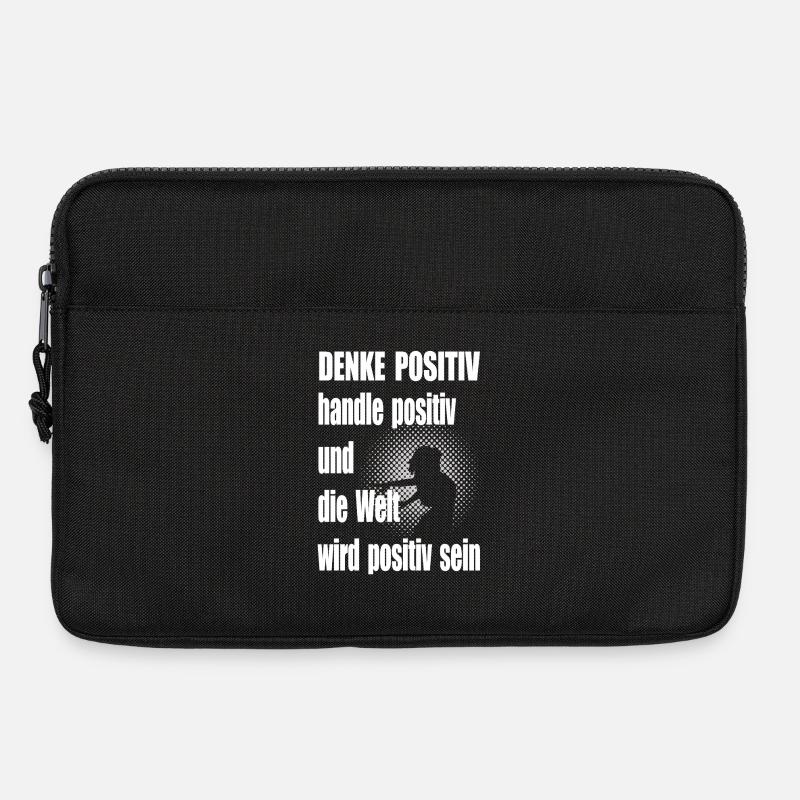 Denke Positiv Zitat Halftone Frau - Laptoptasche 13" - Schwarz