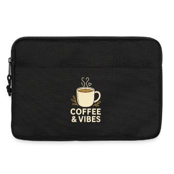 Illustration de tasse à café et vibrations - Sacoche pour ordinateur portable 13 pouces - noir - Devant