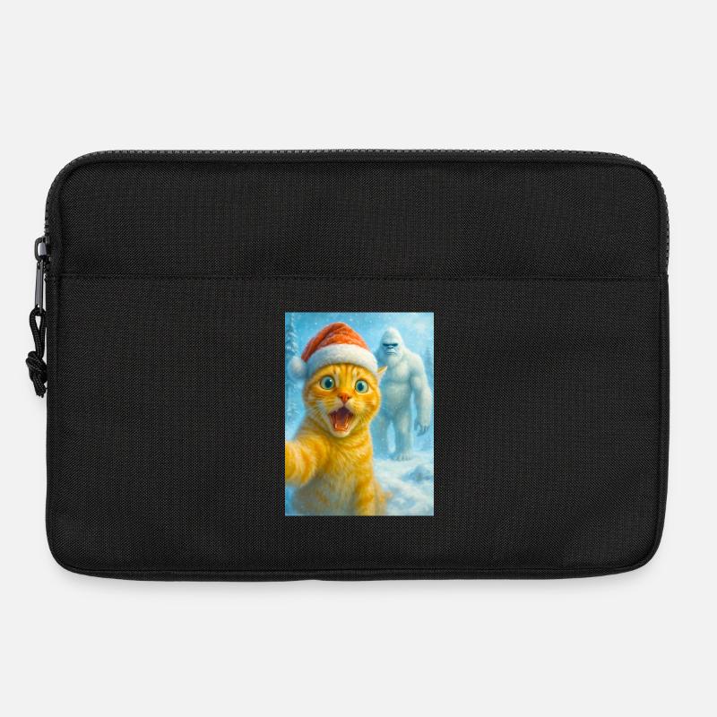  cat, Santa hat, Yeti, Christmas, snow, meme,selfi - Laptoptasche 13" - Schwarz