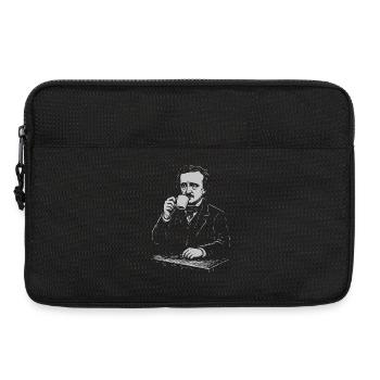Vintage Barista Portrait mit Tasse - Laptoptasche 13" - Schwarz - Vorne