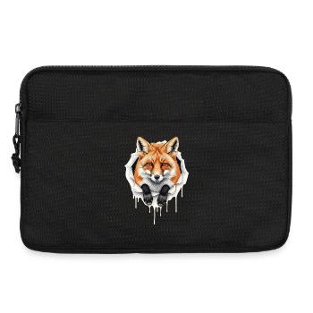 Cute Fox Peeps Out of Crack - Gothic Red Fox - Laptop bag 13" - black - Front