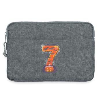 Spooky Halloween 7 Design with Pumpkin and Bats - Laptop bag 13" - heather grey - Front