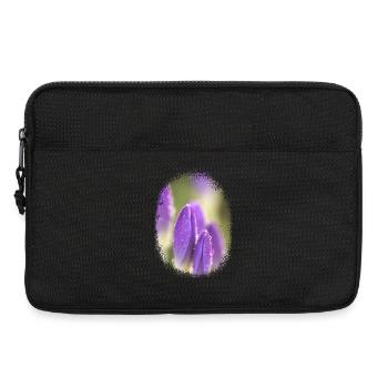 purple crocuses violet flowers floral motif with dew - Laptop bag 13" - black - Front