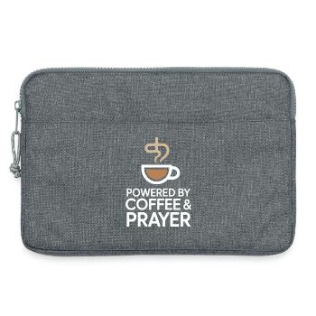 Powered By Coffee And Prayer Kaffeeliebe Glaube - Laptoptasche 13" - Grau meliert - Vorne