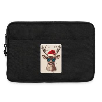 Rentier Hirsch Geweih Reindeer Vintage Weihnachten - Laptoptasche 13" - Schwarz - Vorne
