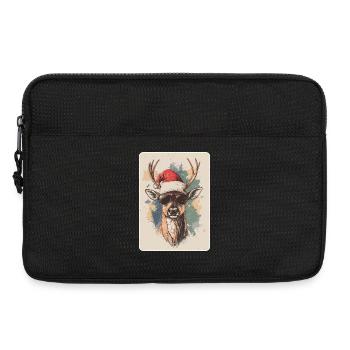Rentier Hirsch Geweih Reindeer Vintage Weihnachten - Laptoptasche 13" - Schwarz - Vorne