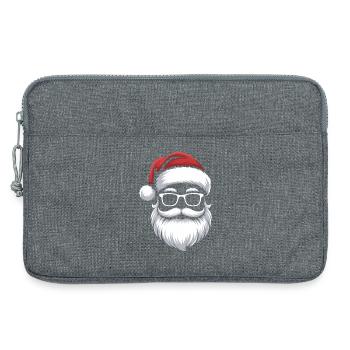 Le Père Noël avec des lunettes à moustache - Sacoche pour ordinateur portable 13 pouces - gris chiné - Devant